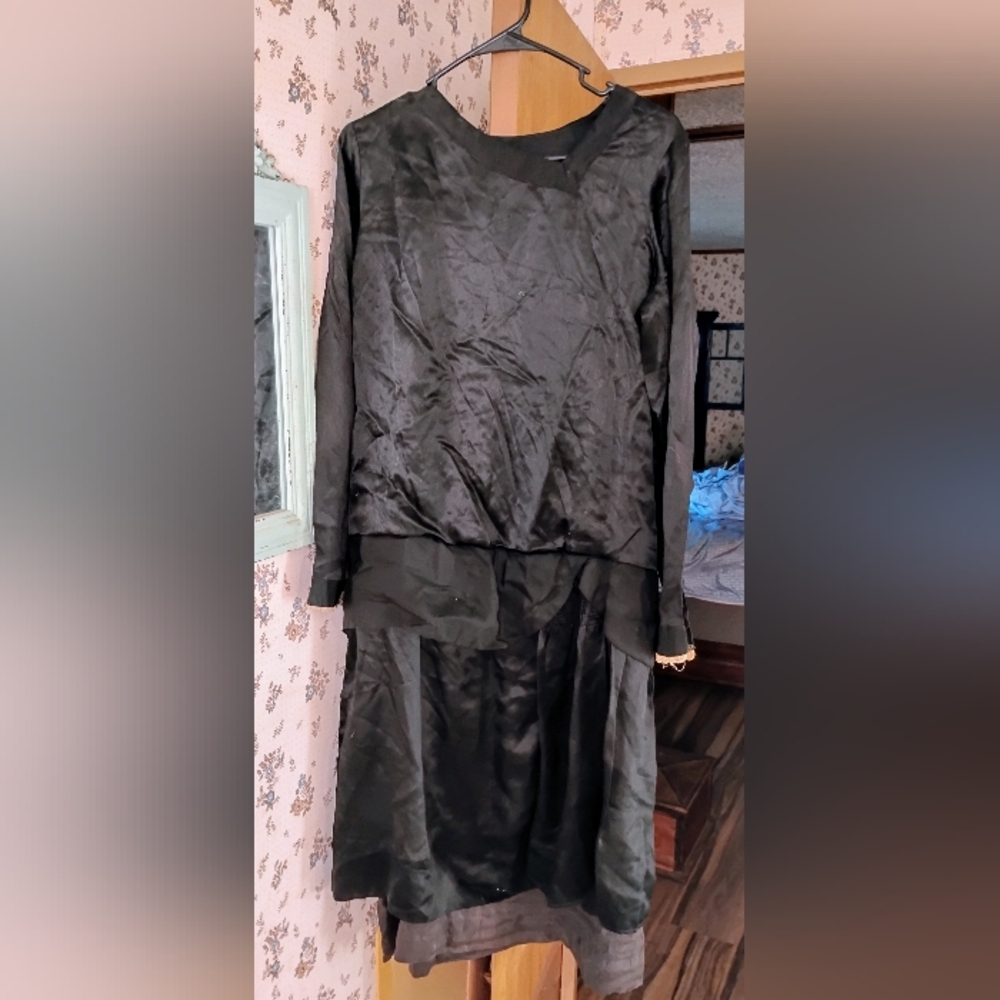 Antique Victorian Mourning Dress & Slip
